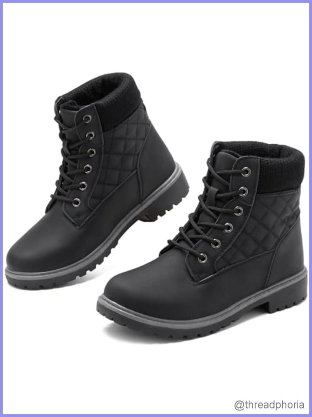 Waterproof Faux Leather Ankle Boots Lace Up Combat Winter Hiking Women
